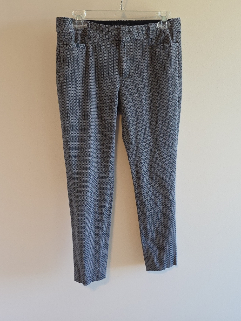 Banana Republic Pants Women Size 4 Gray Patterned Slim Mid-Rise Ankle Length